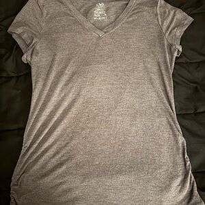Gray V-Neck Women's Top